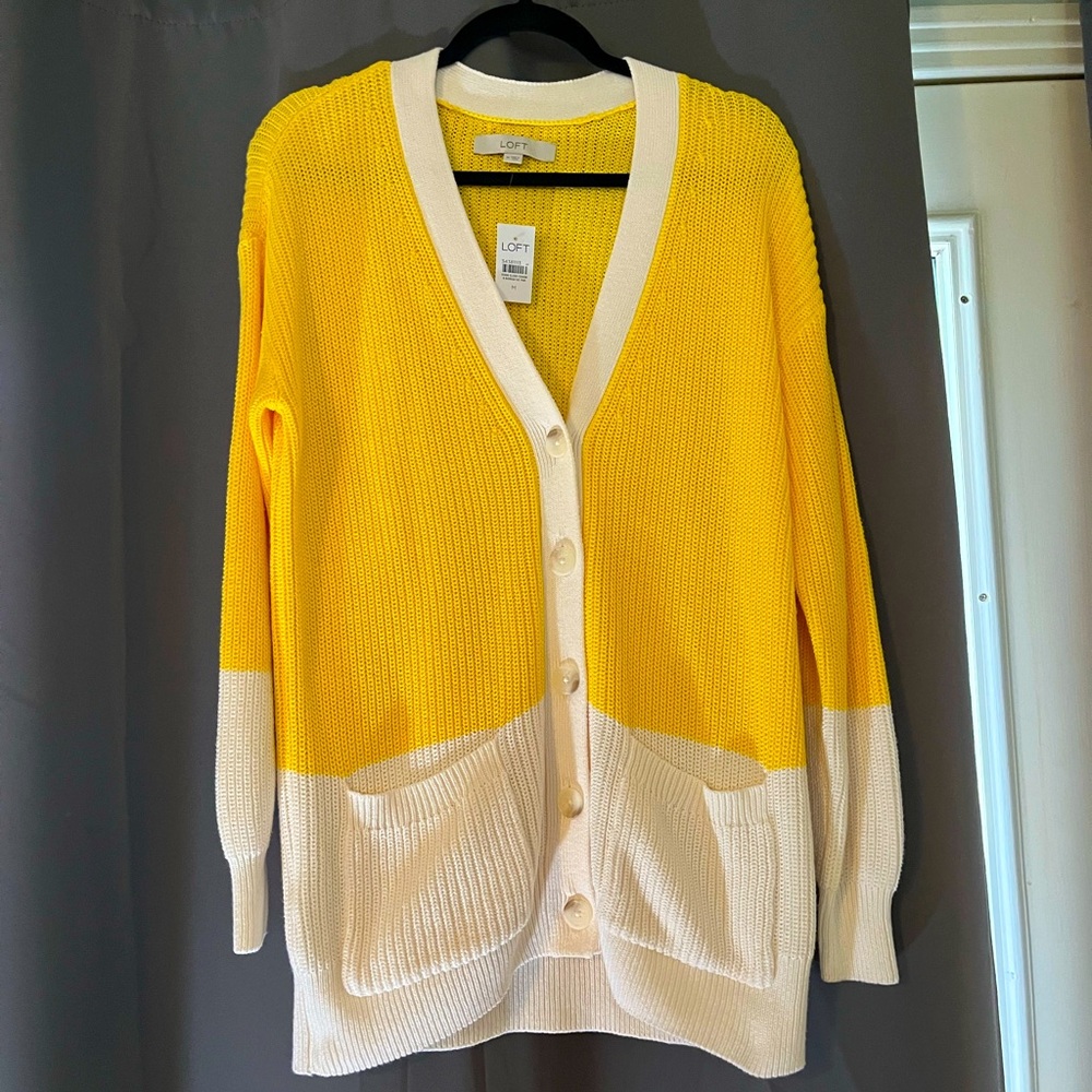 NWT Loft Gold and Cream cardigan